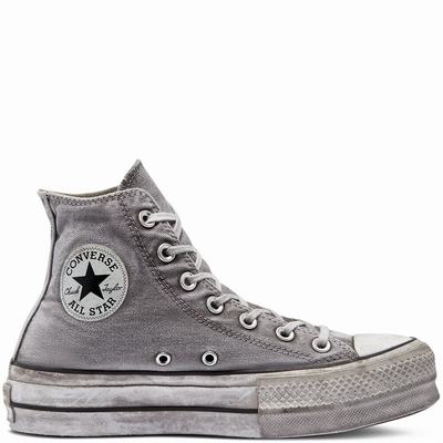 Férfi Converse Chuck Taylor All Star Lift Smoked Canvas Magasszárú Cipő CO1749306 Szürke/Fehér